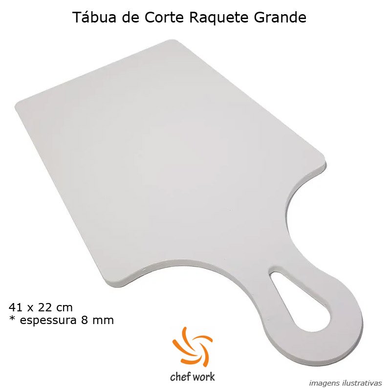 Tábua de Corte Raquete Branca 41x22x0,8cm - Chef Work