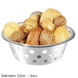 Cesto redondo p/ Pão Inox 22 cm