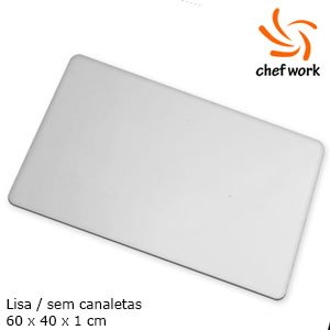 Tábua de Polipropileno 60x40x1cm Branca - Chef Work