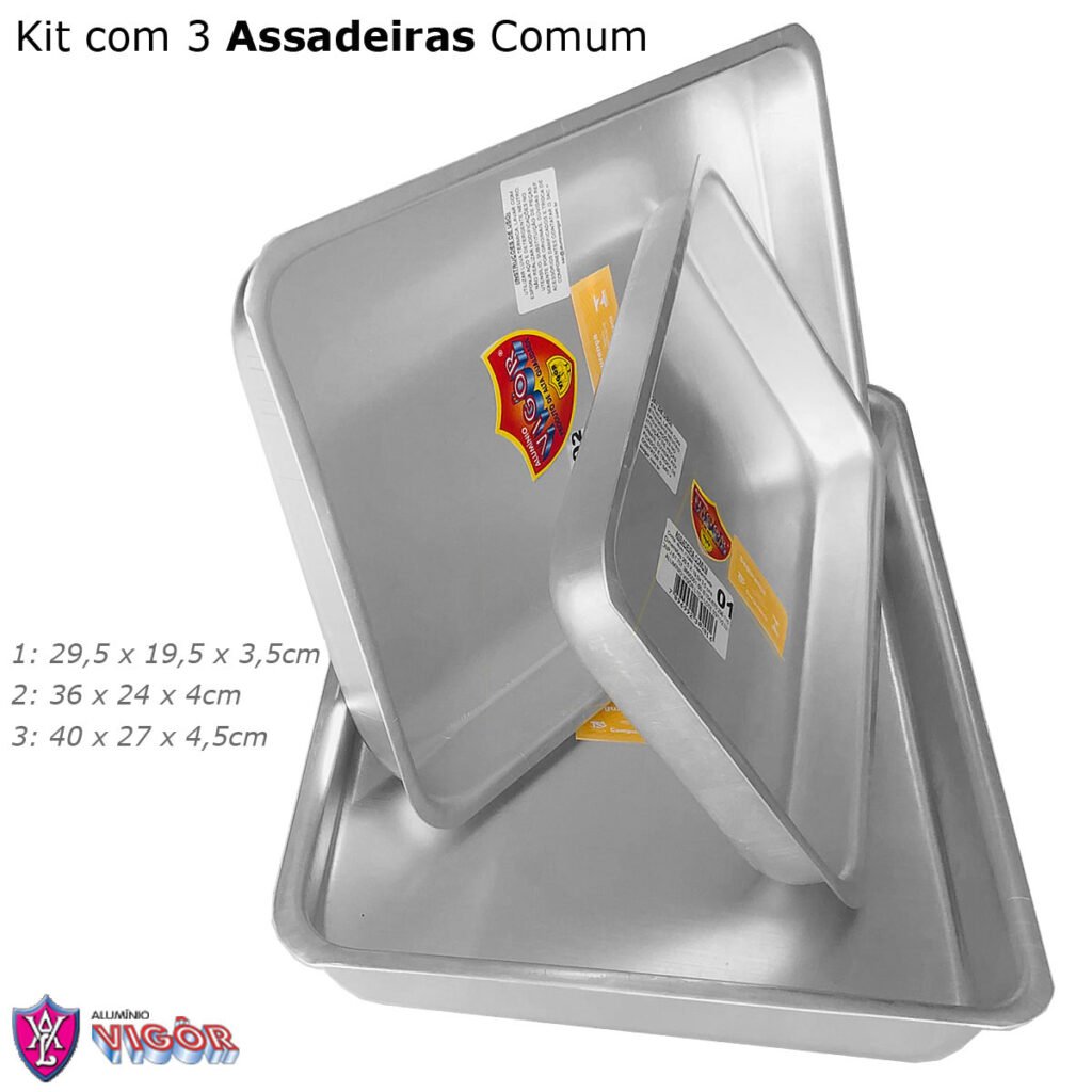 Kit 3 Assadeiras Comum c/ Aba Nº 1, 2, 3 - Vigor