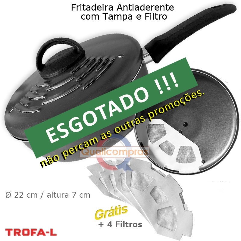 Fritadeira Antiaderente com Tampa, saída vapor e Filtro