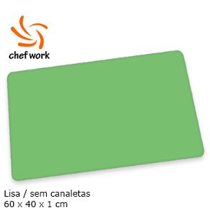 Tábua de Polipropileno 60x40x1cm Verde - Chef Work