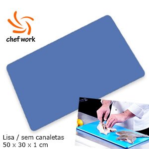 Tábua de Polipropileno 50x30x1cm Azul - Chef Work