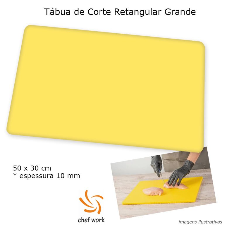 Tábua de Polipropileno 50x30x1cm Amarela - Chef Work