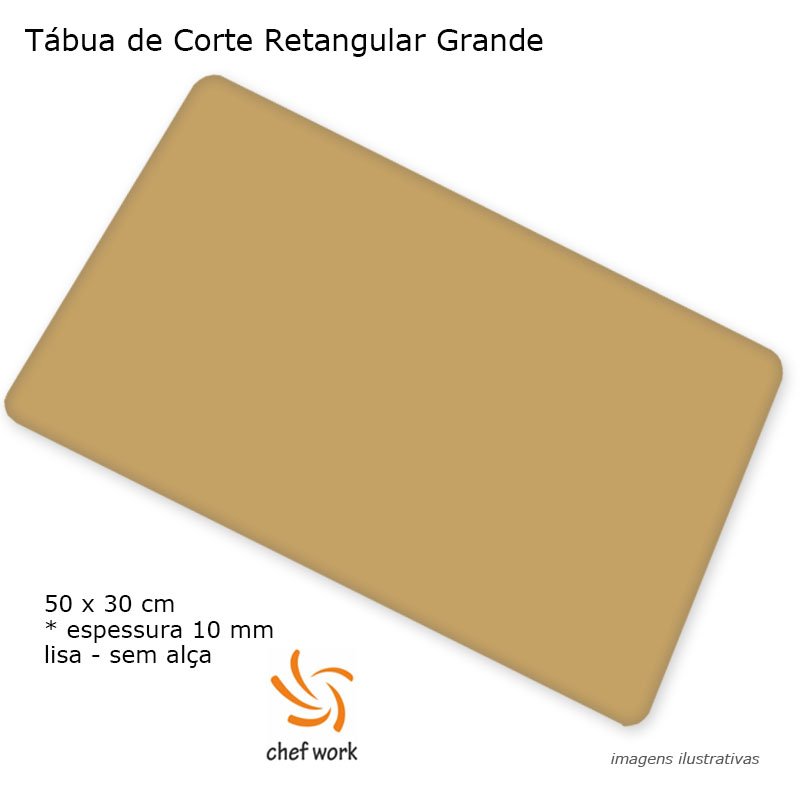 Tábua de Polipropileno 50x30x1cm Bege - Chef Work